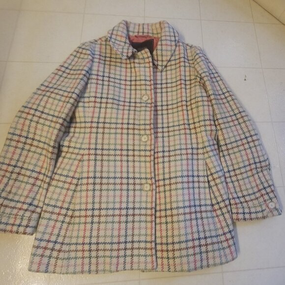 Coach Plaid Tweed Wool Coat Jacket Multicolored Women's size Large (L) - Picture 1 of 16